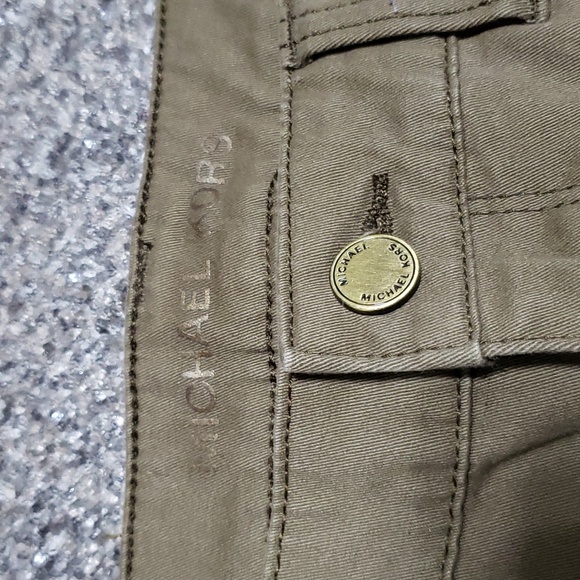 Michael Kors Olive Green Gold Zipper Cuff Pants Size 6 - Picture 3 of 16
